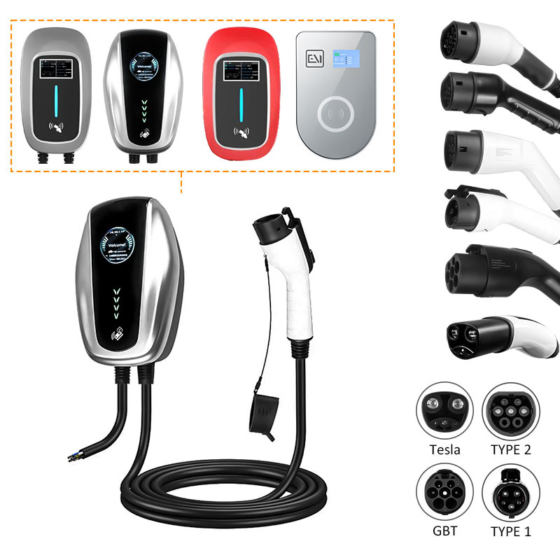 240V32A New Wall-Mounted/Column-Type New Energy American Standard Charging Pile with Optional Bluetooth, Wifi, and 4g Slow Charging