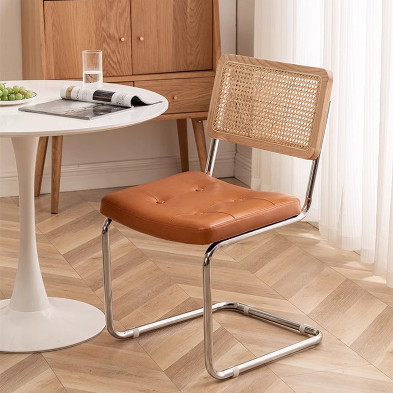 silla de comedor de rattan silla de comedor de lujo ligera silla de arco respaldada de alta calidad silla de tela de ratana moderna simple image 4