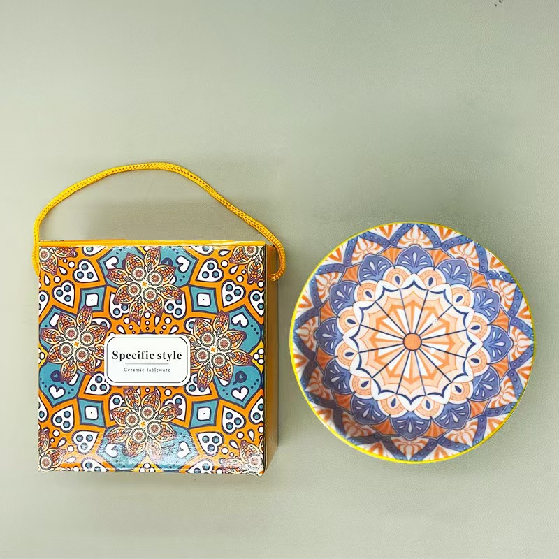 Bohemia tazón de cerámica para regalar tazón de regalo de desayuno transfronterizo tazón de postre esmaltado caja de regalo tazón de arroz image 1
