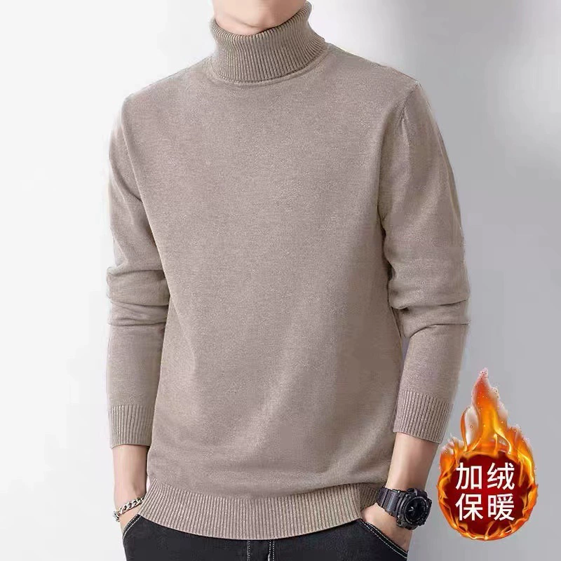 Свитер с высоким воротником мужской осенний и зимний плюшевый новый корейский тренд стройный мужской трикотаж
