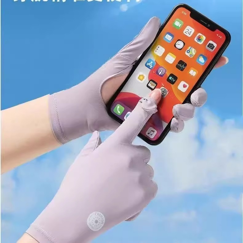 Guantes de protección solar de seda de hielo para mujer, primavera y verano, protección UV al aire libre, guantes de ciclismo delgados y transpirables, pantalla táctil antideslizante con fugas