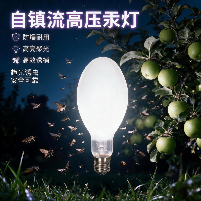 Self-Ballast Mercury Lamp for Trapping Insects, Crickets, Grasshoppers, Moths, Butterflies, Uv White Light, High Power, Screw Base, Waterproof, Explosion-Proof