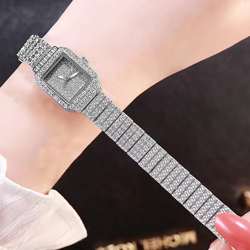 Orologio da donna di vendita calda, orologio al quarzo con diamanti quadrati in cristallo lucido, adatto per scatola regalo, orologio da studente alla moda, tutto in uno_voghion.com