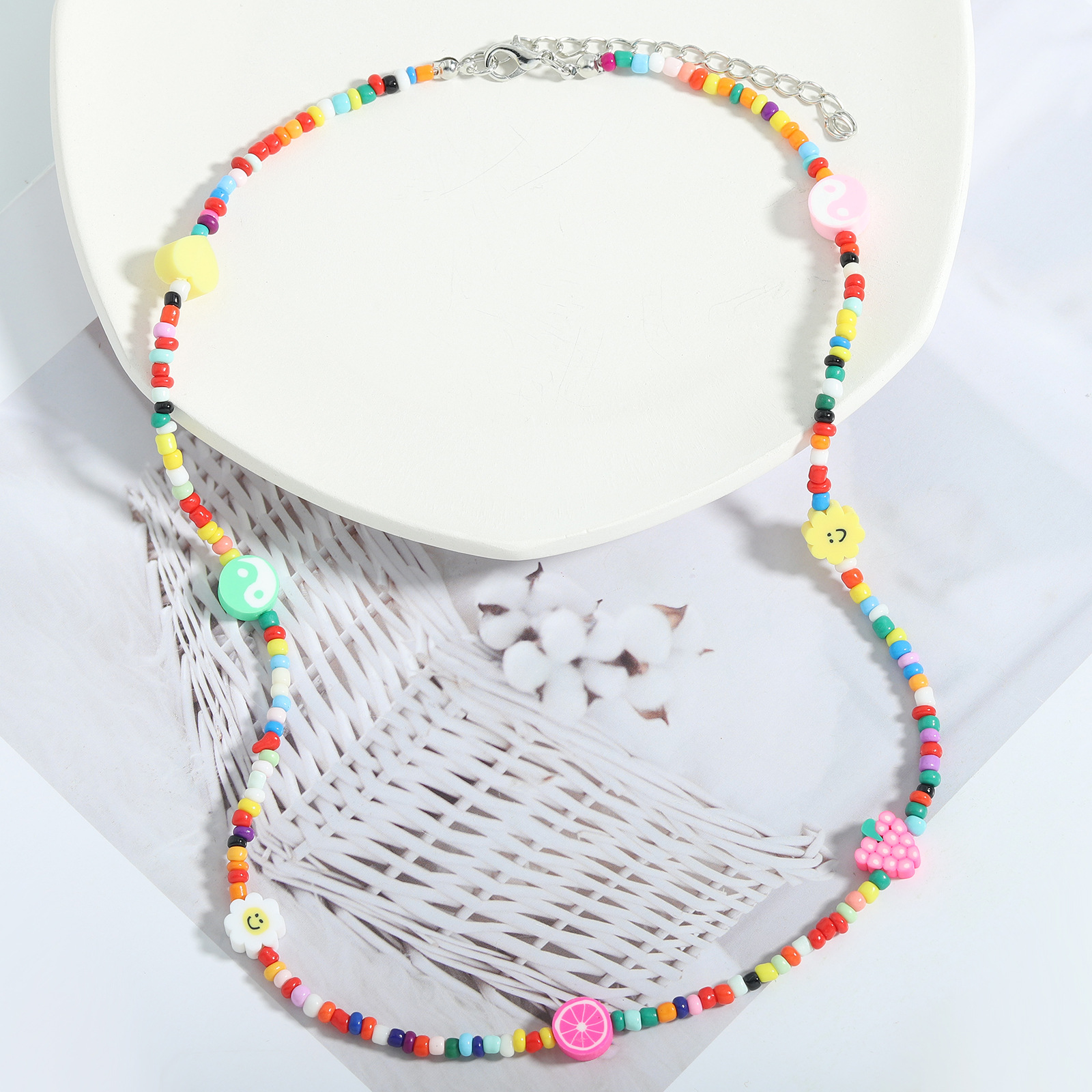 Nihaojewelry Grohandel Schmuck Bhmische farbige Perlen weiche Keramik Fruchtperle mehrschichtige Schlsselbeinkettepicture7