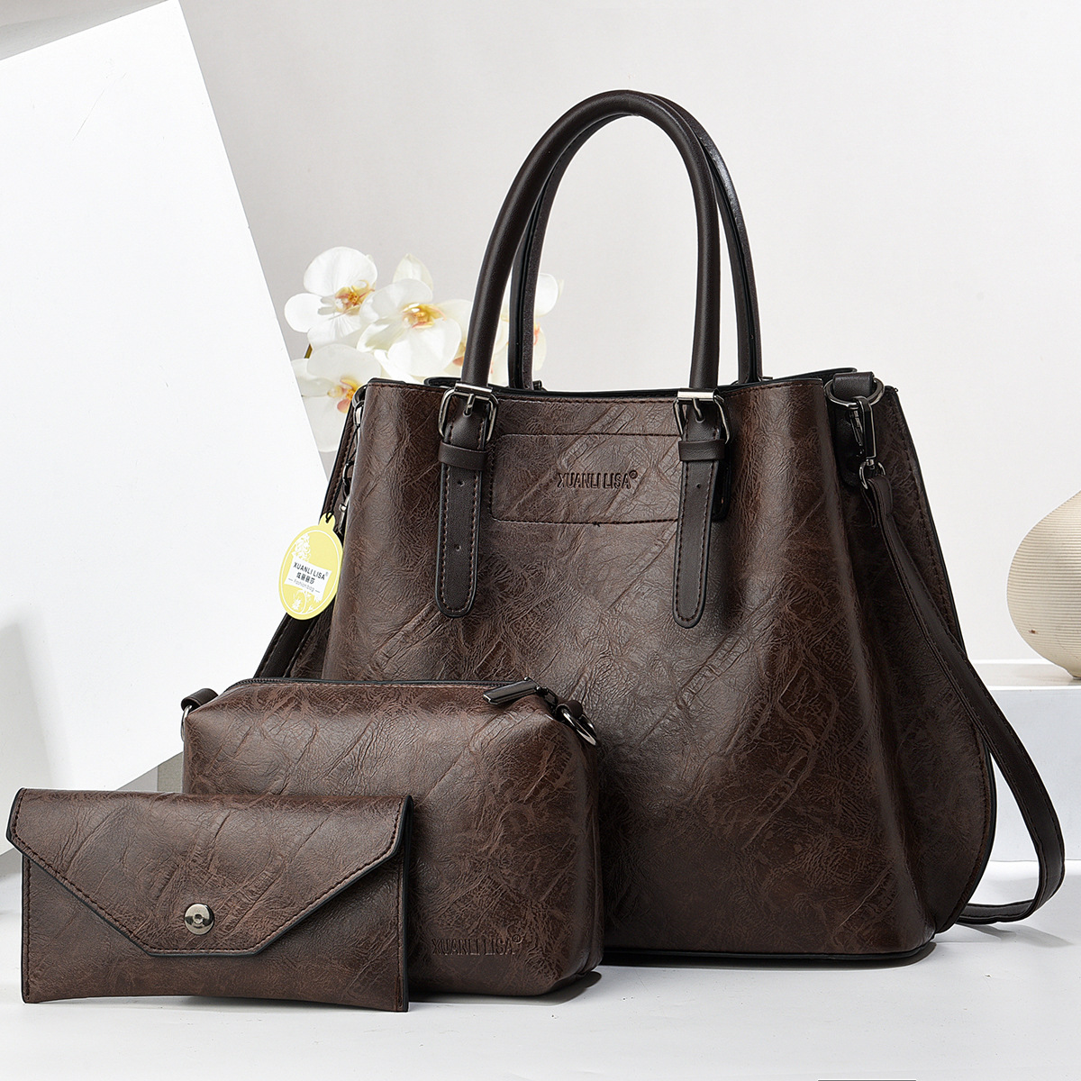 Bolso de cuero suave retro bolso de mano con textura bolso de madre e hijo bolso de mensajero de un solo hombro bolso de mujer simple y versátil bags de comercio exterior