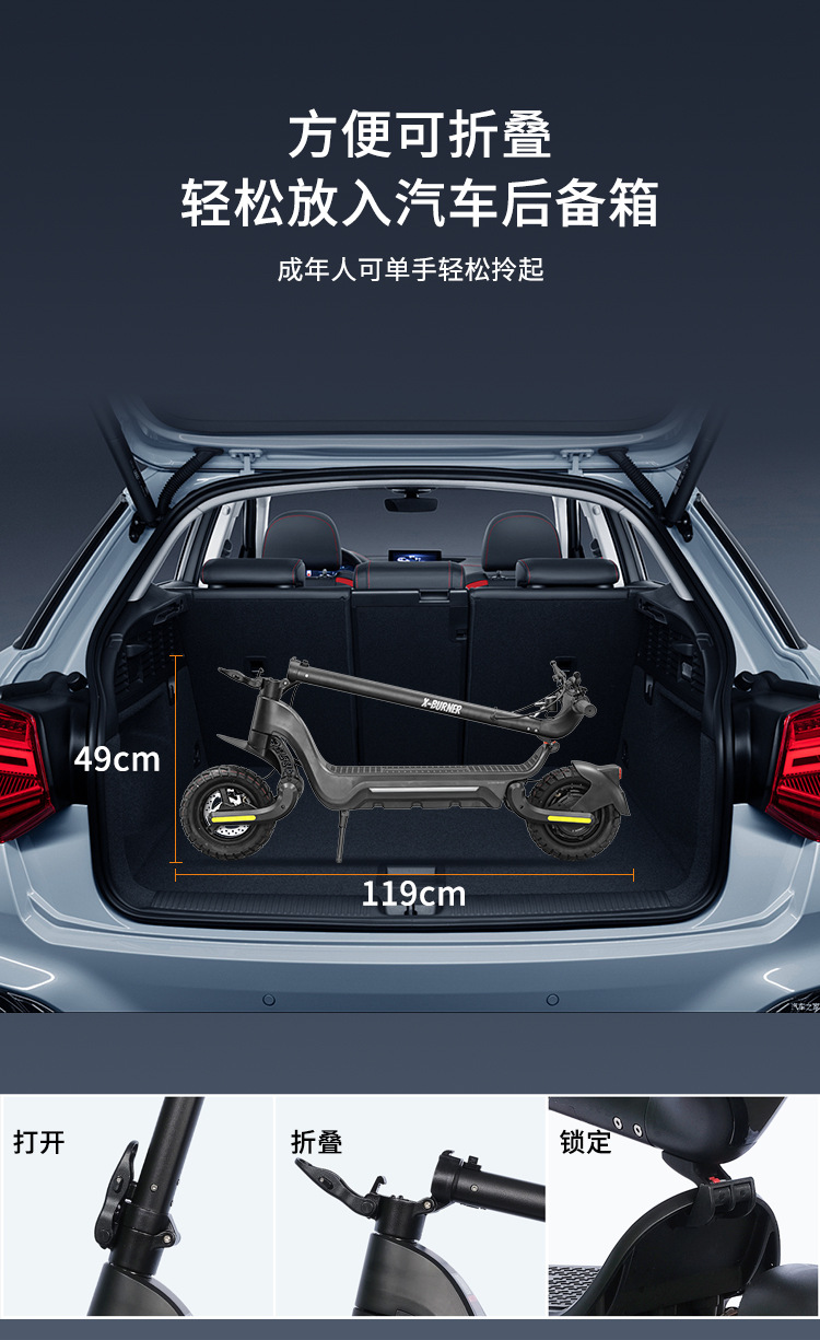Electric Scooter Foldable with Dual Motors, Off-Road Tires, Aluminum Alloy, 48V18Ah Lithium Battery, Dual Shock Absorption