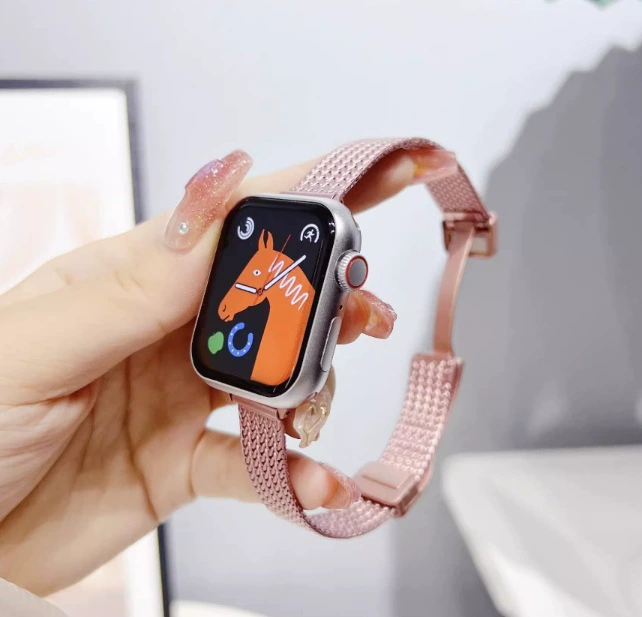 Ремешок для Apple Watch 9, металл из нержавеющей стали, тонкий женский