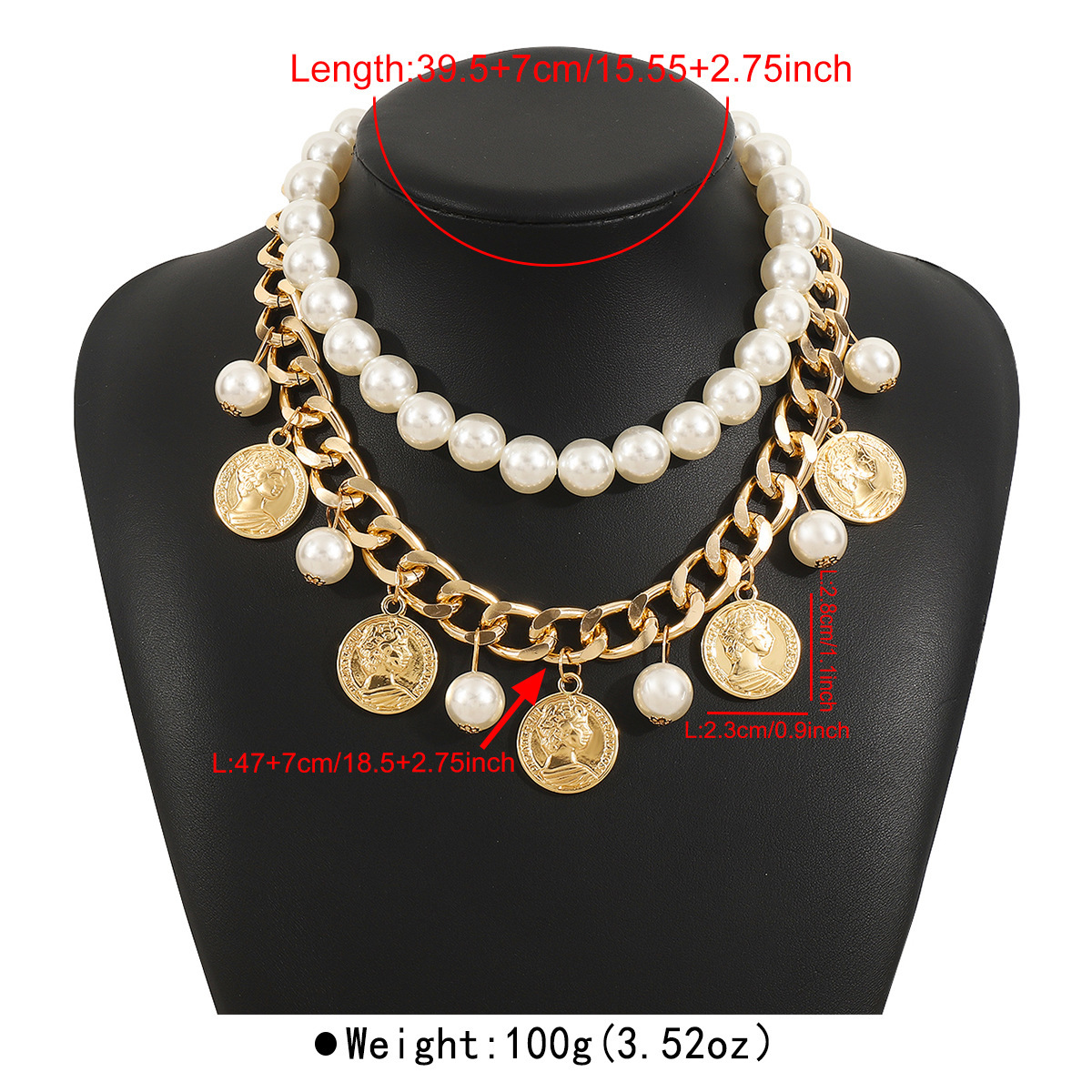 Retro Human Alloy Cuban Link Chain Curb Chain Statement Necklaces Wholesale display picture 1