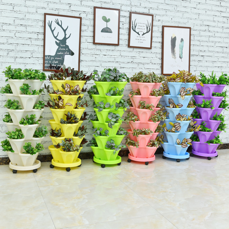 立体植栽ポット 多層クリエイティブ植木鉢 特大プラスチック植栽箱 イチゴ鉢植えポット 家庭用ベランダ|undefined