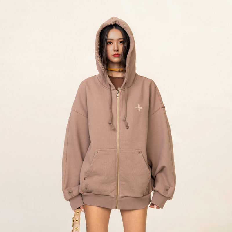 Smfk Jacket Classic Cross Flower Graffiti/Wilderness Camp Wide Hoodie Three-Color Hooded Sweatshirt for Women 3