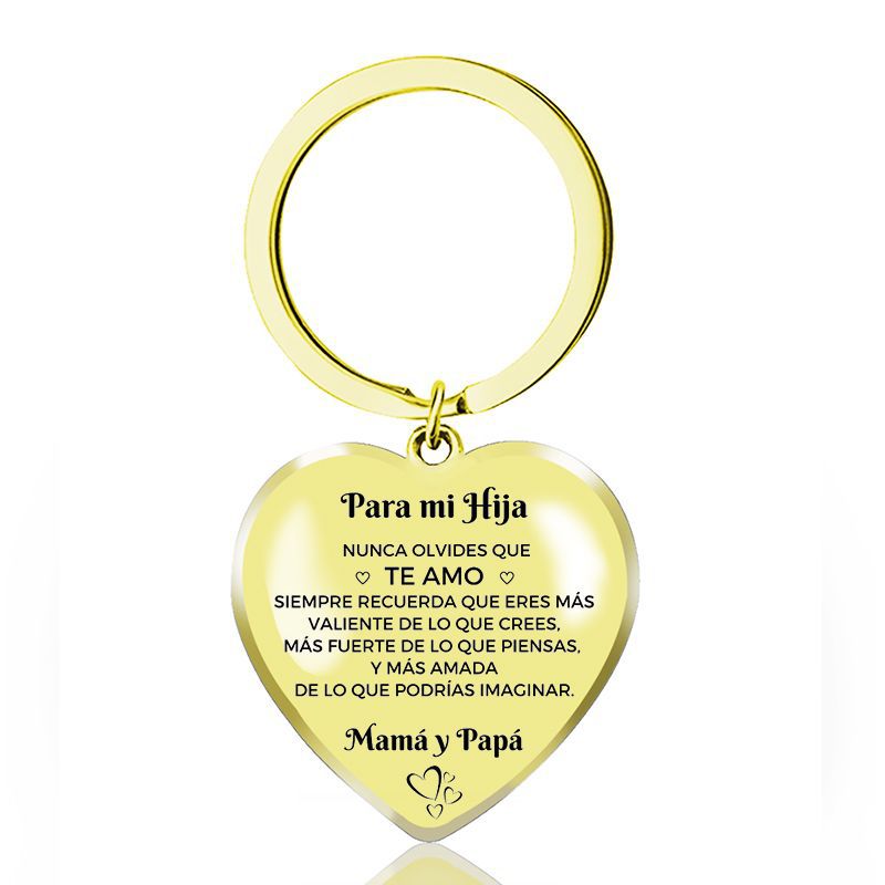 Collar de epoxi de acero inoxidable transfronterizo colgante en forma de corazón de melocotón llavero de amor personalizado español regalo de Navidad