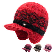 冬季老人帽子女老太太奶奶针织毛线帽加绒加厚保暖防寒护耳妈妈帽