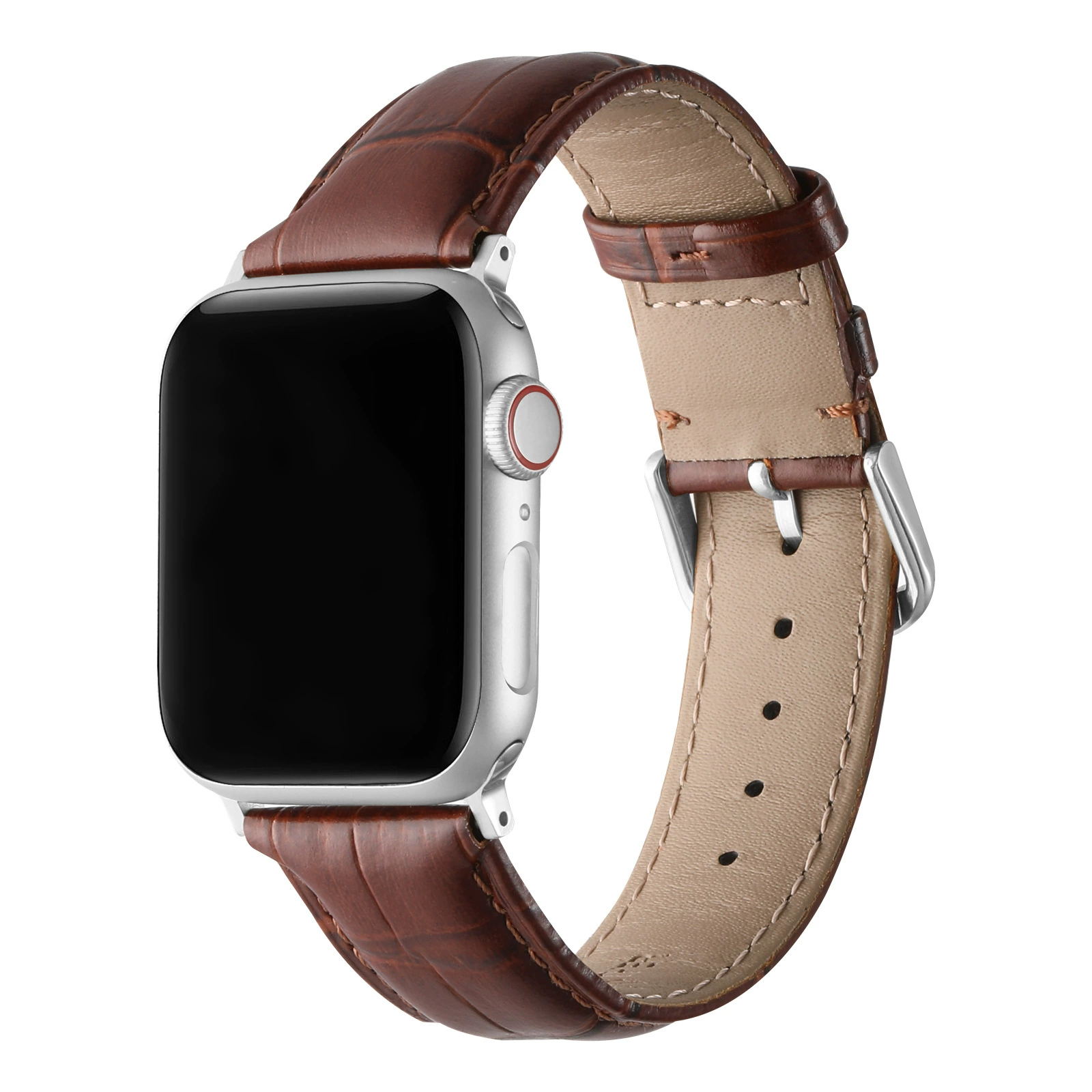 Применимые часы Apple Watch из кожи крокодила с узором Apple watch 456789se мужские с ультрасеребряной стальной пряжкой