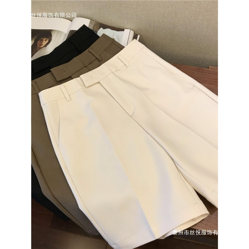 Summer 2025 New French Bermuda Slim-Fit Versatile Casual Suit Pants Straight-Leg Shorts Women's Trousers Summer 2025 New French Bermuda Slim-Fit Versatile Casual Suit Pants Straight-Leg Shorts Women's Trousers