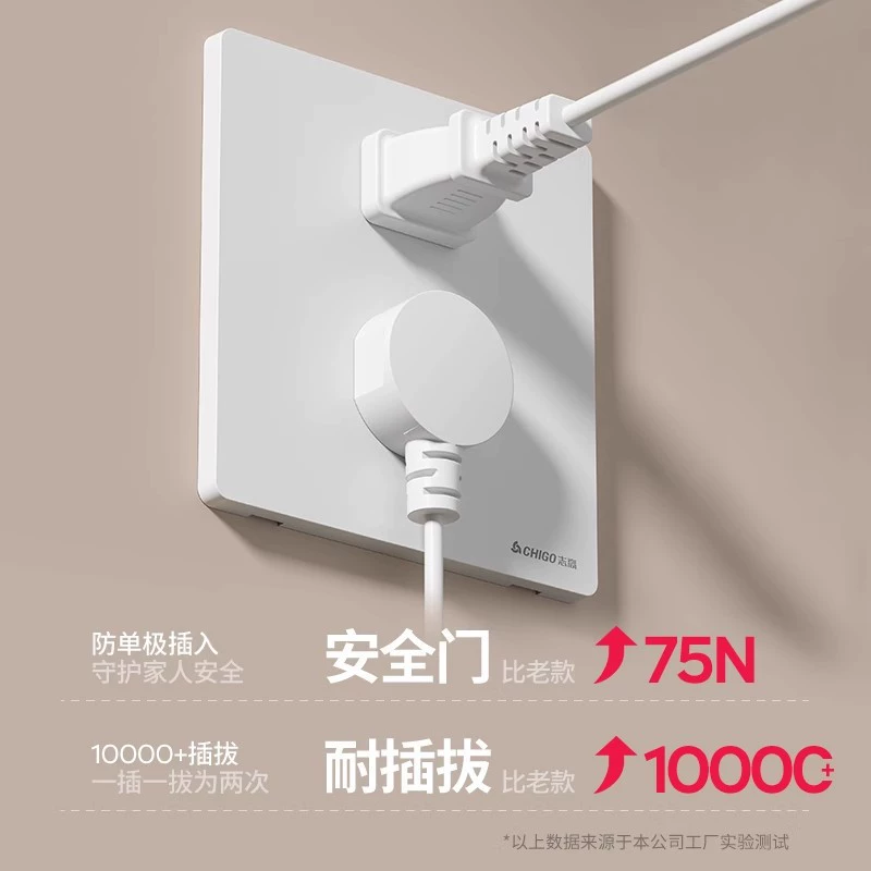 Chigo white ultra-thin oblique 5 five-hole three-hole one-open switch wall porous socket 86 type concealed panel for home use