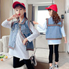 Denim spring vest, children's jacket, 2023 collection, Korean style, internet celebrity, suitable for teen, western style