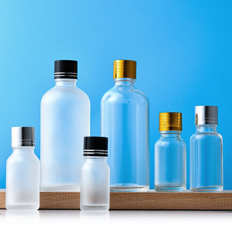 Cosmetics Refill Bottles with Pump Droppers Essential Oil Bottles Transparent Sanding Sprayer Bottles with Large Caps Glass Refill Bottles Wholesale