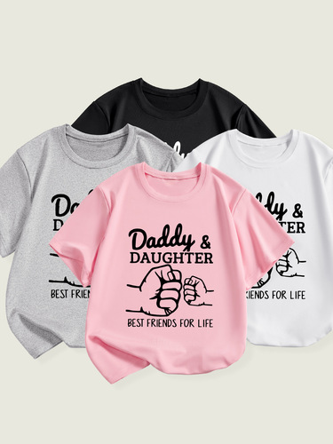 European and American girls' summer casual short-sleeved T-shirts with letter prints, round neck comfortable children's clothing factory wholesale