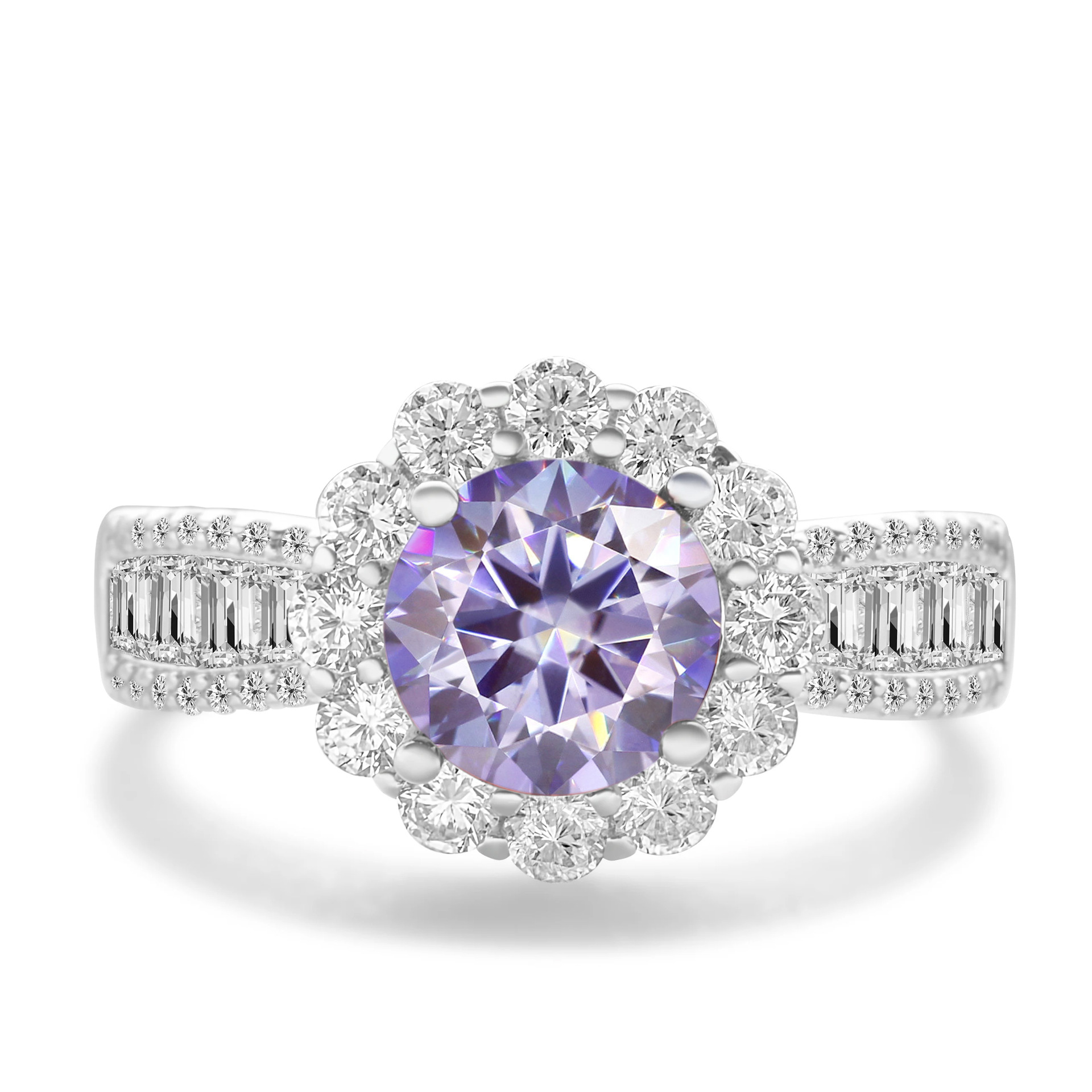 2CT anillo de piedra de mosaico de color de plata esterlina S925 cinturón de plata GRA certificado de mosaico de comercio electrónico transfronterizo anillo de venta caliente para mujeres