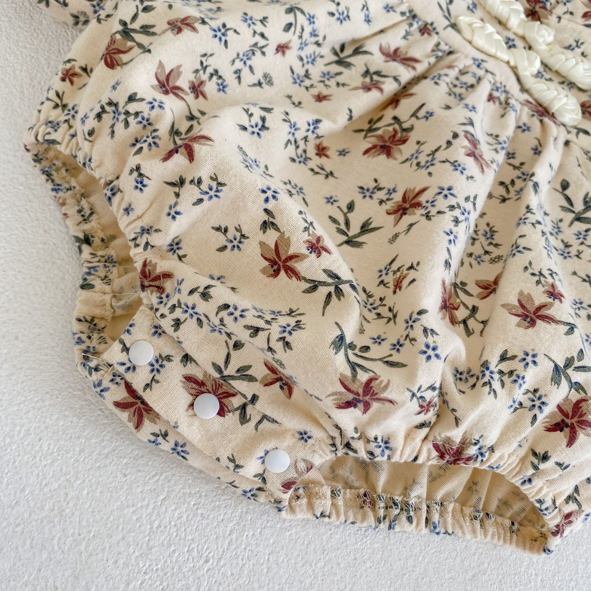 2024 Autumn New Girl Baby Floral Cheongsam Collar Ha Yi Long Sleeve Loose Triangle jumpsuit Crawler_voghion.com