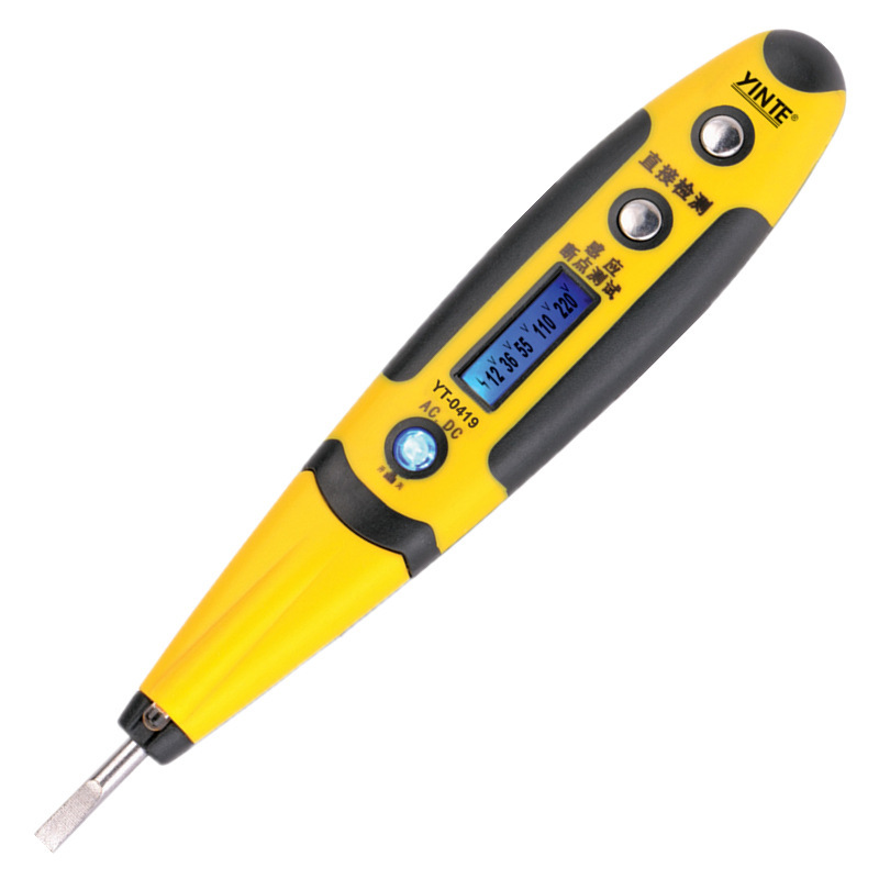YT-0519带灯数显测电笔多功能电工检测维修电笔LED照明感应式蓝光
