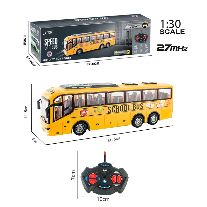 Transfronterizo eléctrico de control remoto inalámbrico de simulación de luz de control remoto modelo de coche autobús escolar autobús turístico bus