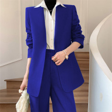 宝蓝色西装两件套2025新款女士通勤设计感套装多颜色可选西装外套