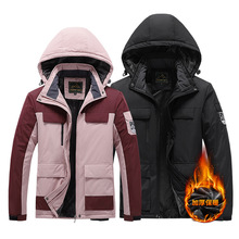 户外冲锋衣男冬季加厚棉衣男工装外套情侣滑雪服加绒保暖登山服