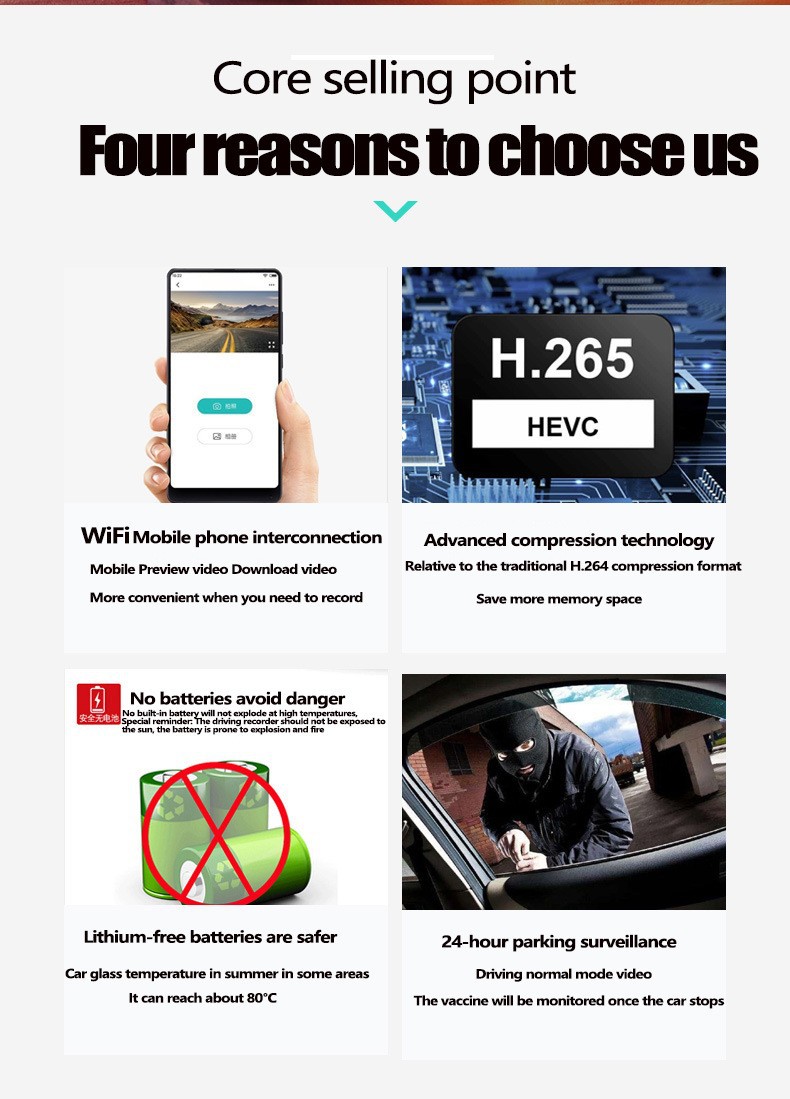 1440P WiFi car dash cam, night vision, Guoke brand