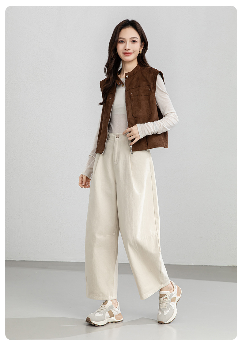 Quần culottes nữ ống rộng cạp cao dáng balloon form rộng — Màu khói chi tiết 21