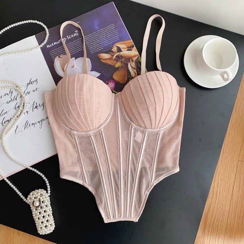 Top camisole senza spalline con stecche e coppe imbottite_voghion.com