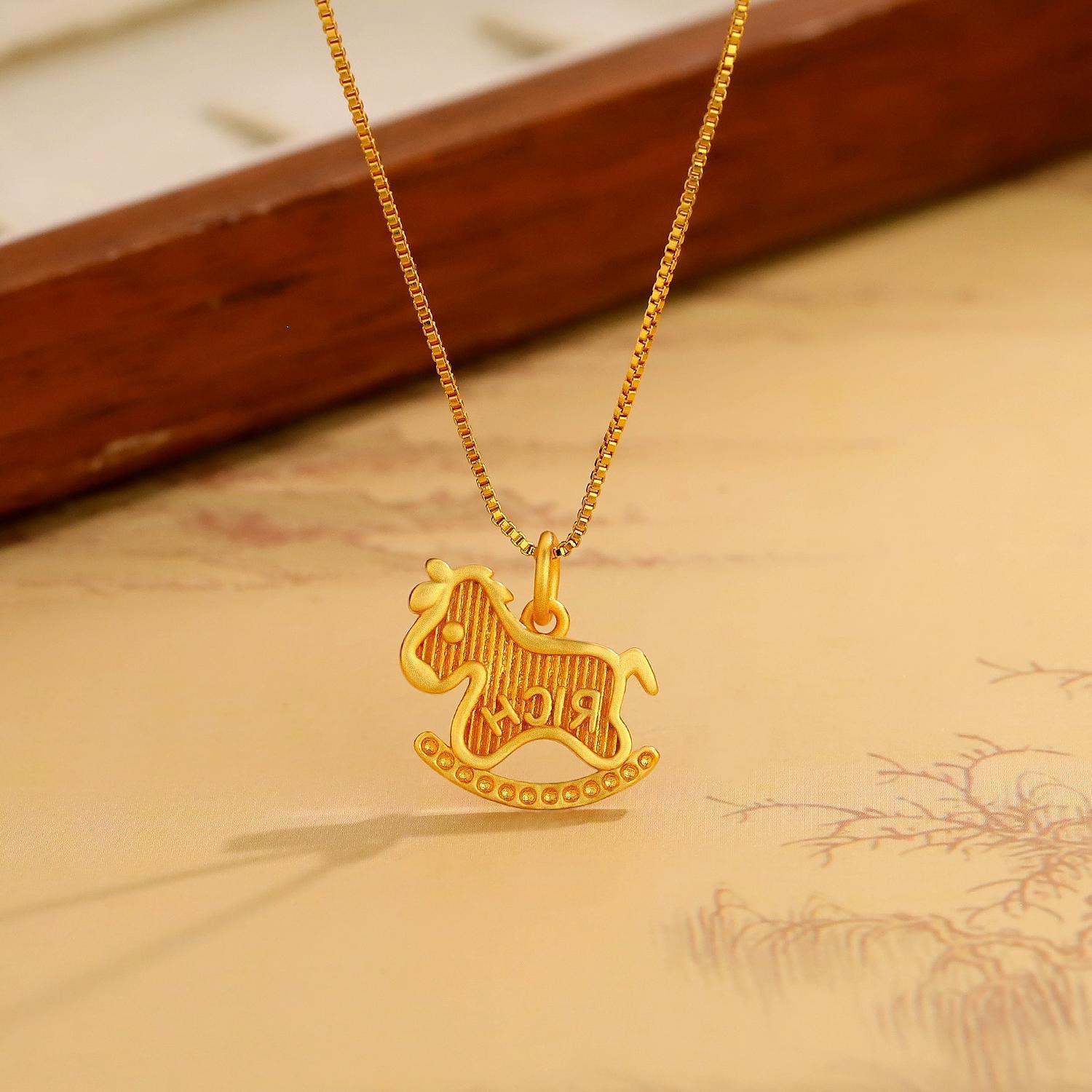 Collier INS Cute Pony, élégant, léger, luxueux et polyvalent, avec pendentif cheval en bois, style identique pour femme._voghion.com