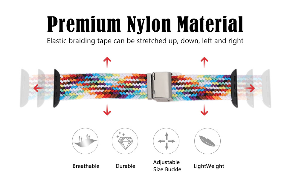 Mode Coloré Tissé Nylon Réglable Boucle En Plastique Tête  Montre Bracelet Iwatch Bracelet display picture 2