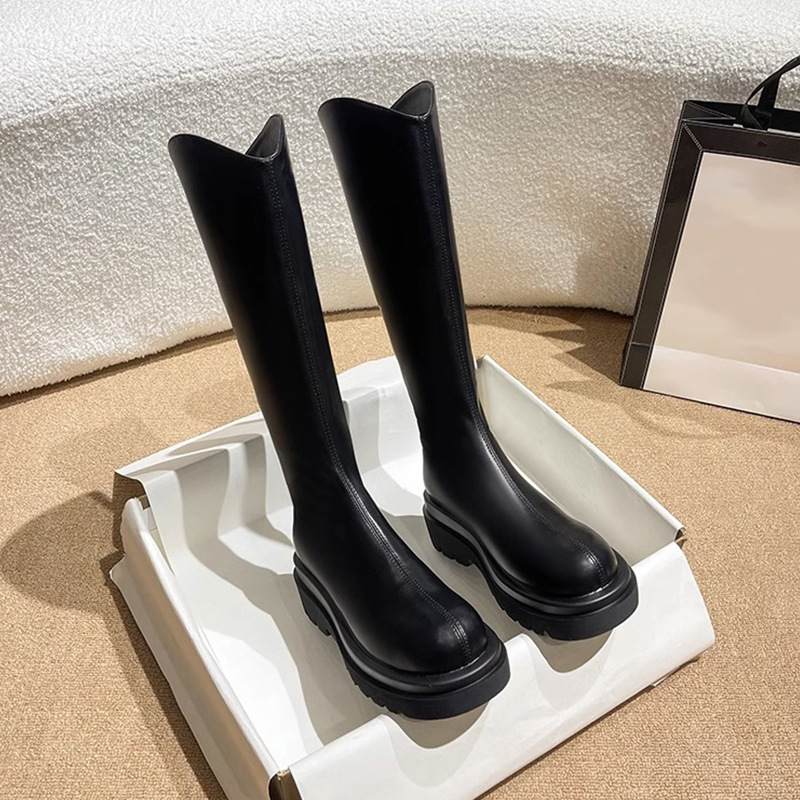 D-8 plus size Women's Boots 4143 Smoke Boots Women's But Knee High Boots chubby girl Thick Leg Martin Boots Knight Boots