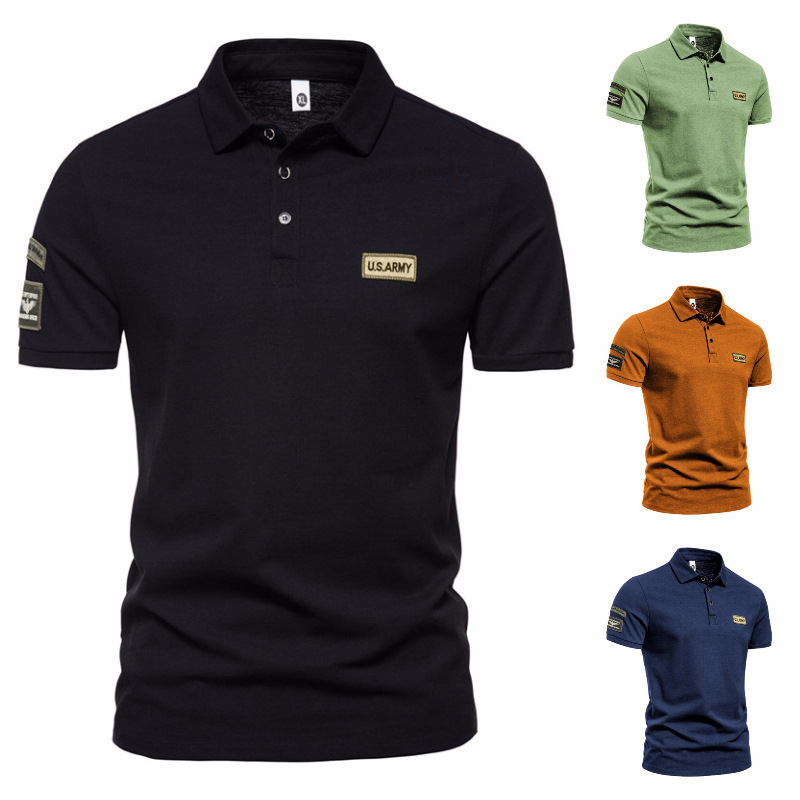 European and American Men's Short-sleeved Outdoor Military Style US Air Force Lapel T-shirt Tough Man British Foreign Trade Cross-border Polo Shirt