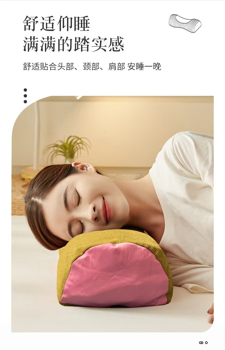 Mugwort Buckwheat Neck Pillow Ai Ye Pillow Herbal Cervical Support Triangle Gift Box in use
