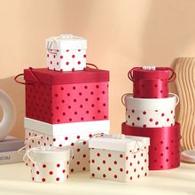 法式波点圆桶手提礼盒婚礼喜糖盒方盒伴娘伴手礼盒情人节礼物空盒