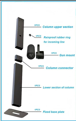 Fixing Bracket, Universal Electric Vehicle – Elektrikli avtomobil şarj cihazları - black-column-hanging-base-without-top