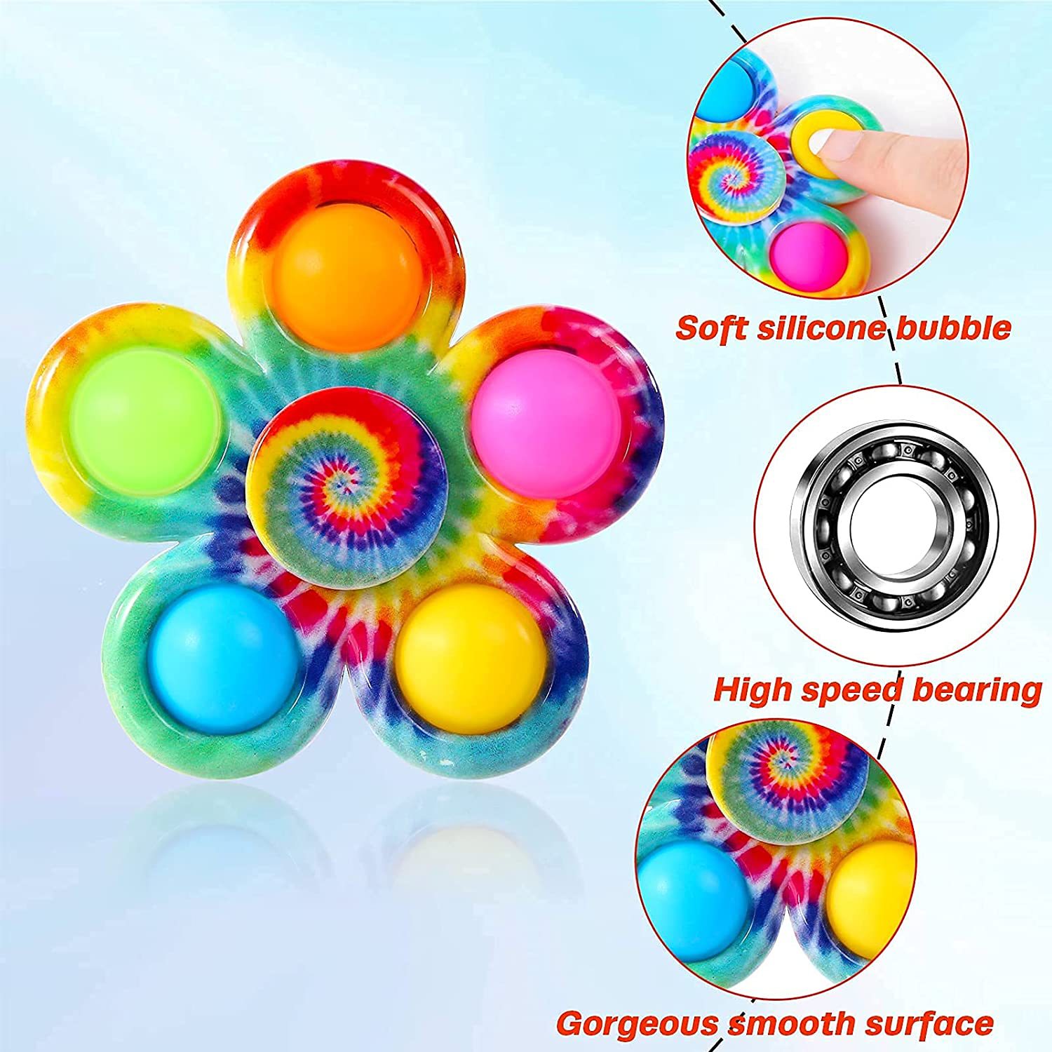Mouse Killer Pioneer Fingertip Gyro Bubble Music Printed Five-leaf Gyro Finger Rotating Stress Relief Toy display picture 4