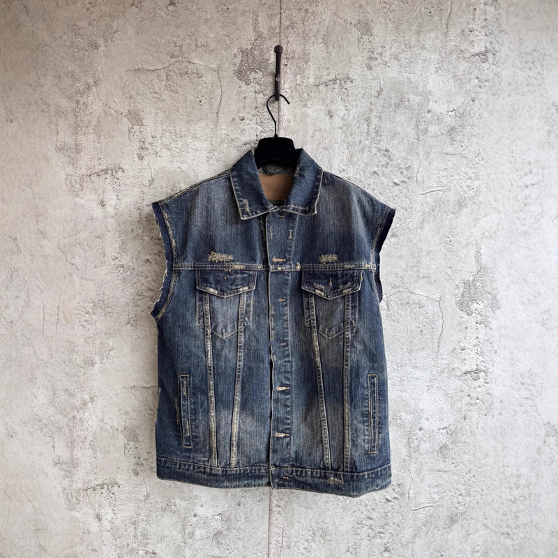 High-Quality Bl Brand New Ripped Vest Denim Jacket Loose Fit Unisex in Stock