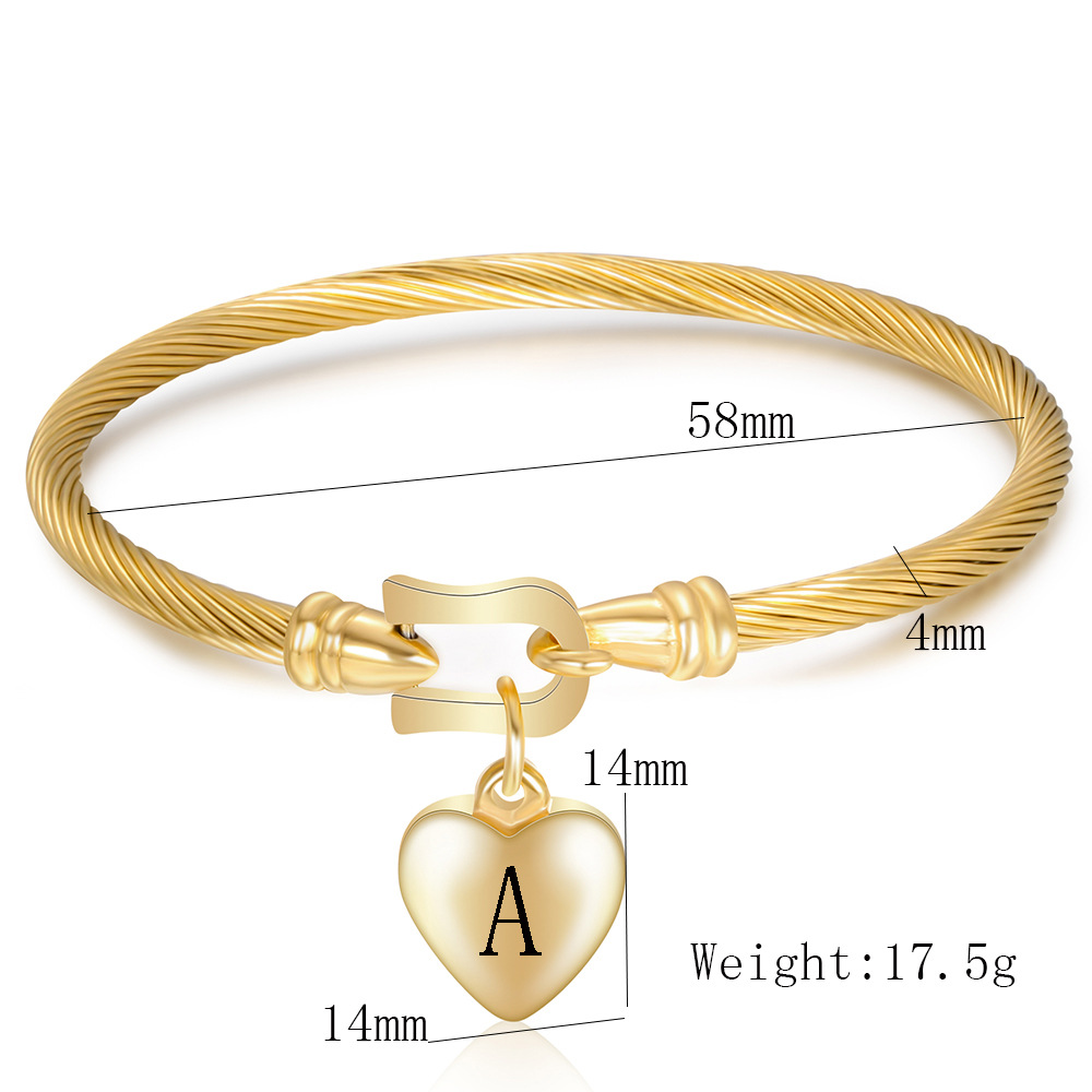 21g Weight 304 Stainless Steel Pendant Material Bangle Classification 304 Stainless Steel Chain Material 1 Piece Quantity Casual, Holiday Occasion 304 Stainless Steel Material Letter Pattern Unisex Gender Plating Design Simple Style Style Simple Style Letter 304 Stainless Steel Bangle In Bulk 无