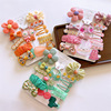 Children's cloth with bow, cartoon hairgrip, set, Korean style, flowered