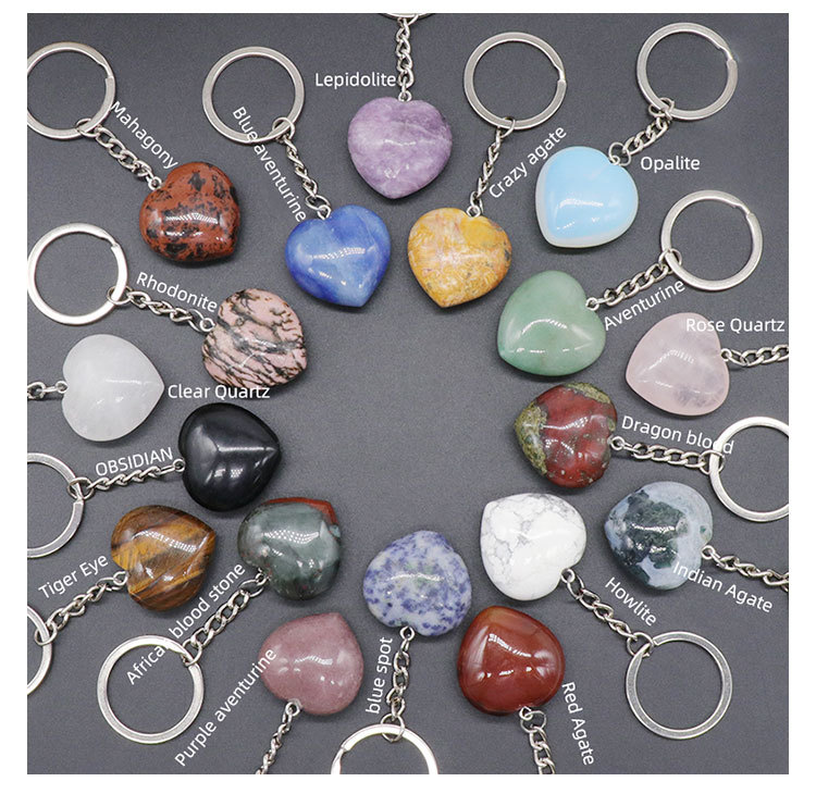 Simple Style Heart Shape Natural Stone Polishing Crystal Keychain display picture 5