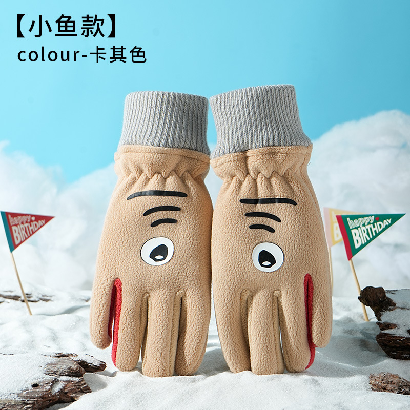 卸売子供用漫画柄滑り止め手袋、裏起毛厚手保温手袋、アウトドアスポーツ防水滑り止めスキー手袋