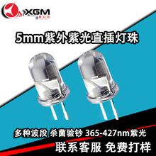 5mm紫外led直插灯珠365nm-427nm验钞杀菌灭蚊透明圆头f5紫外灯珠