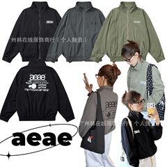 韩国aeae冲锋衣印花外套春秋季2025新款美式复古休闲宽松夹克立领