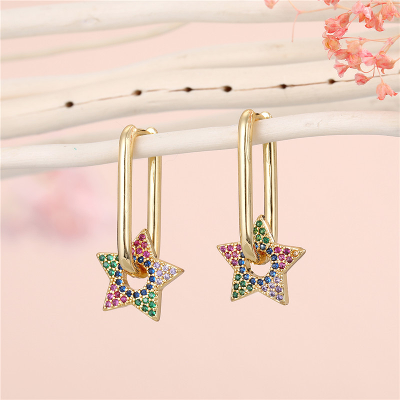 Pendientes De Estrella De Cinco Puntas De Moda Simple display picture 4