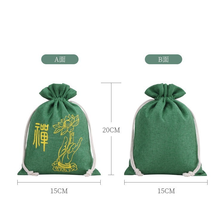 蓮の花リネン巾着ポケット、ジュエリーバッグ、ジュエリー包装と収納、リネンバッグ、小さな布バッグ|undefined