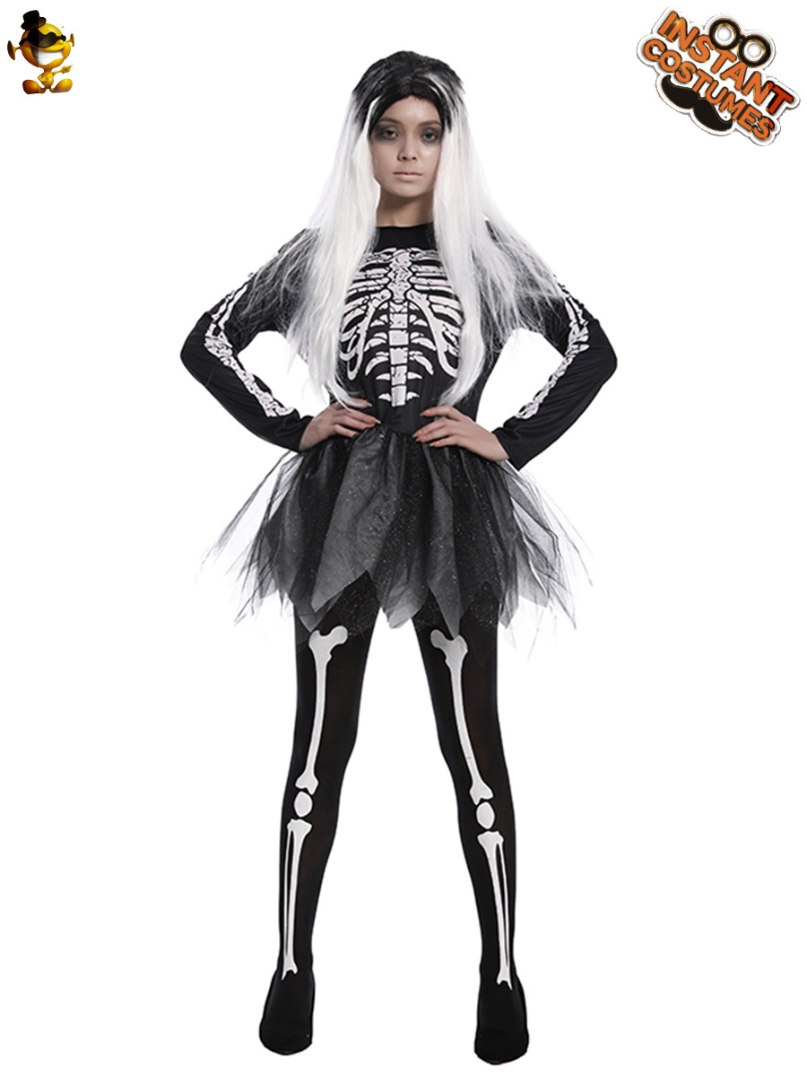 Big Girl horror cráneo vestido de Halloween Ghost Festival fiesta Carnaval Cosplay traje mascarada etapa rendimiento
