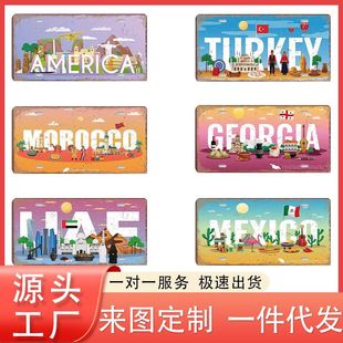 Cross-Border Retro License Plate Iron Painting Aluminum Plate Painting Creative National Personality English Logo Sign Wall Decoration Painting